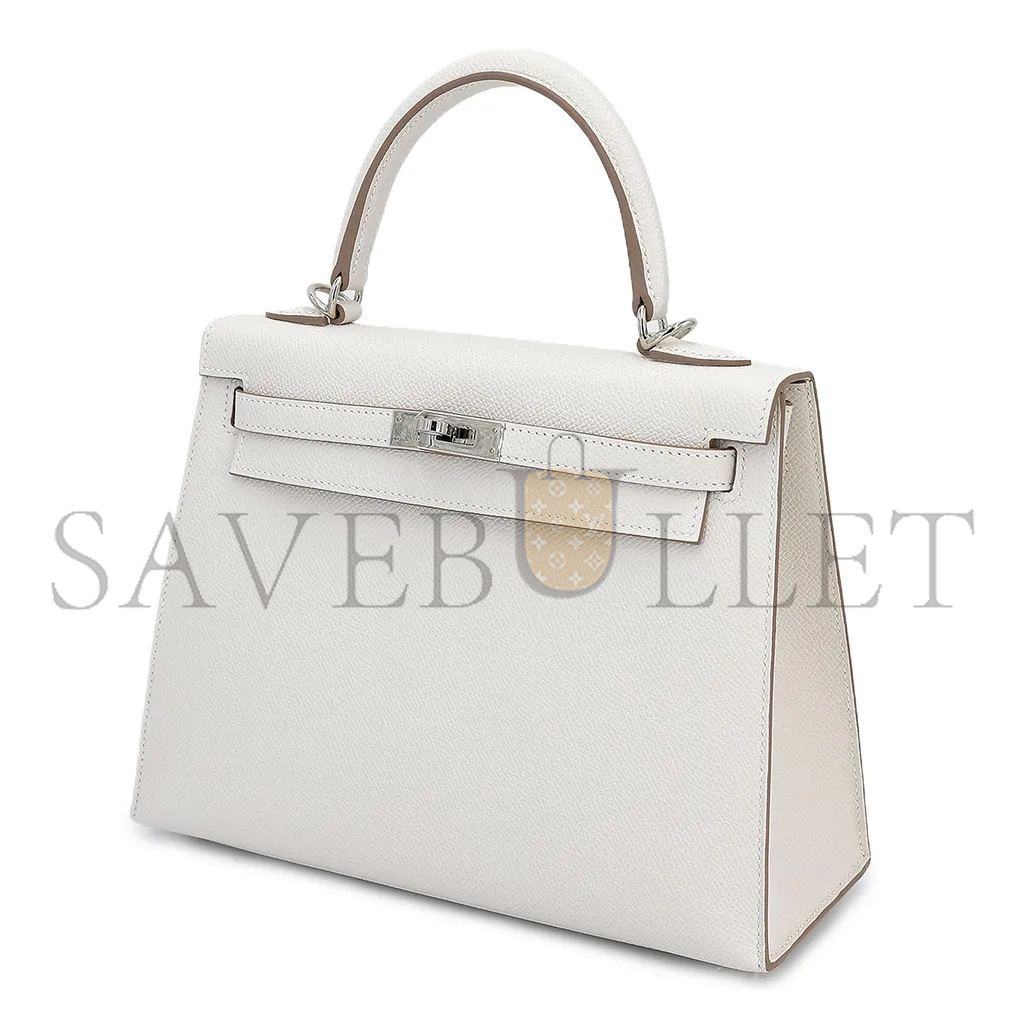 H**mes master kelly 25 milk gray gris pale epsom silver buckle (25*17*7cm)